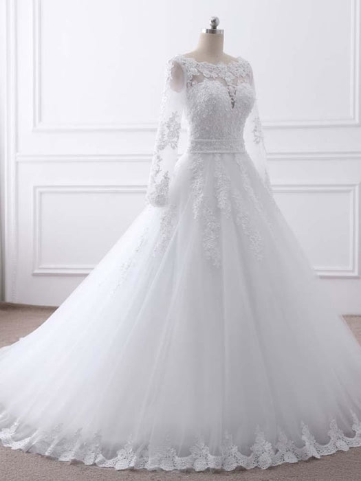 Sleeves Lace Simple Long Sleeve Wedding Dresses 2020 - Bridelily