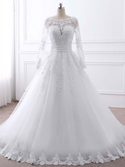 Sleeves Lace Simple Long Sleeve Wedding Dresses 2020 - Bridelily