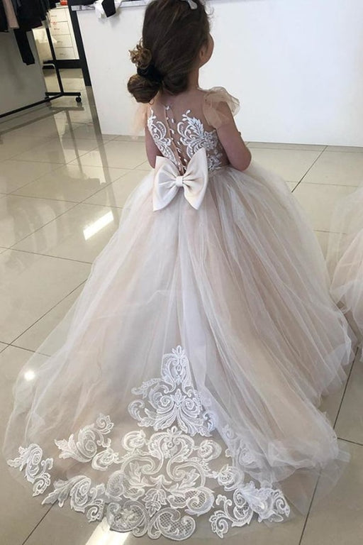 Elegant Long Sleeves Satin Formal Flower Girl Dresses Long Sleeves wit —  Bridelily