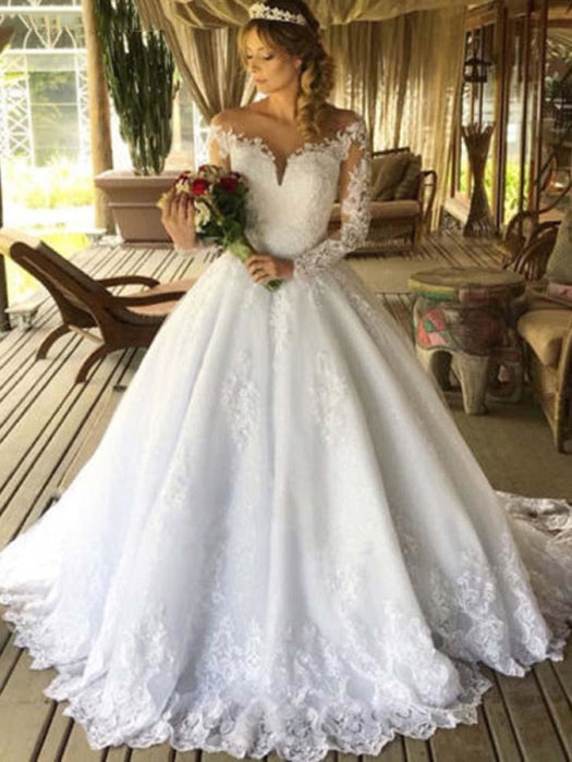 Beautiful Unique Long Sleeve Lace Wedding Dress 2020 - Bridelily