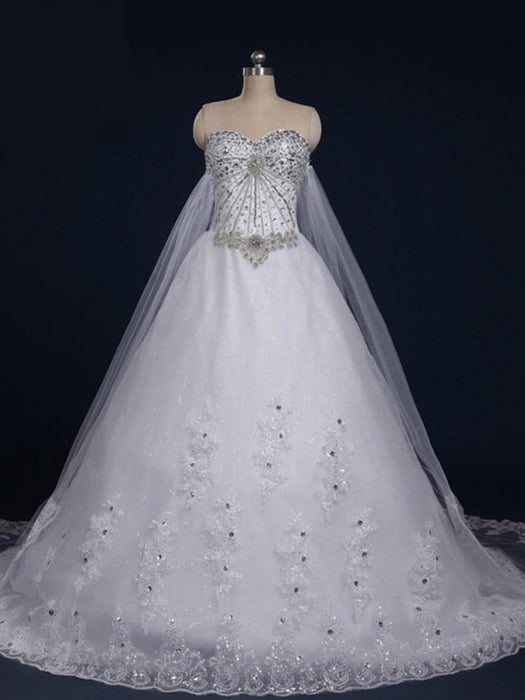 Luxury Sweetheart Modern Wedding Ball Gowns With Train - Bridelily