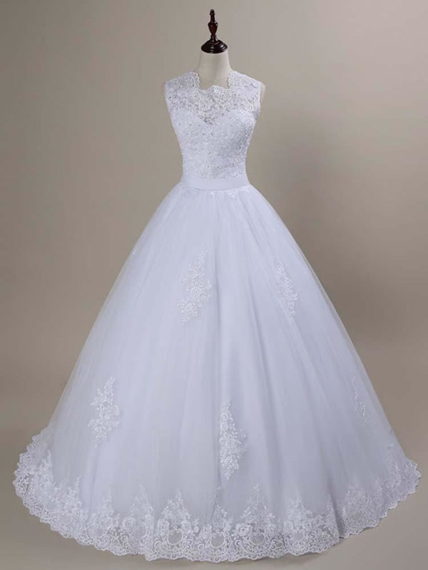 Modest Vintage Long Sleeve Lace Wedding Dress Plus Size - Bridelily
