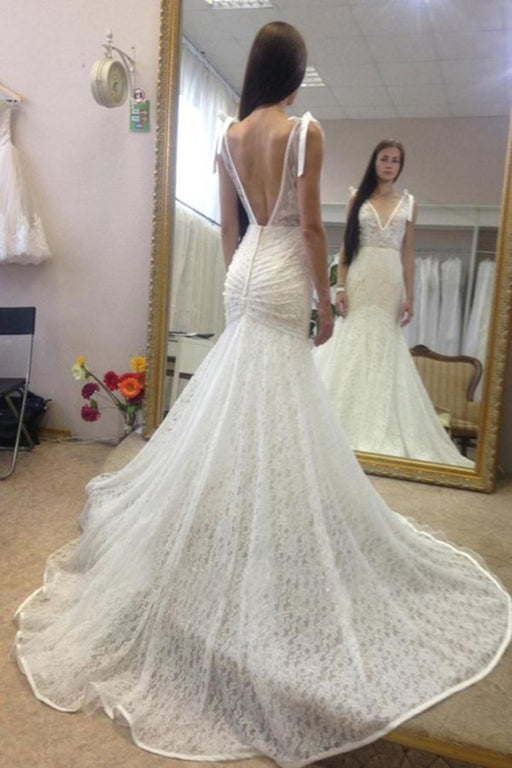 Mermaid/Trumpet Wedding Dress Lace Wedding Dress Backless Wedding Dress  WS066