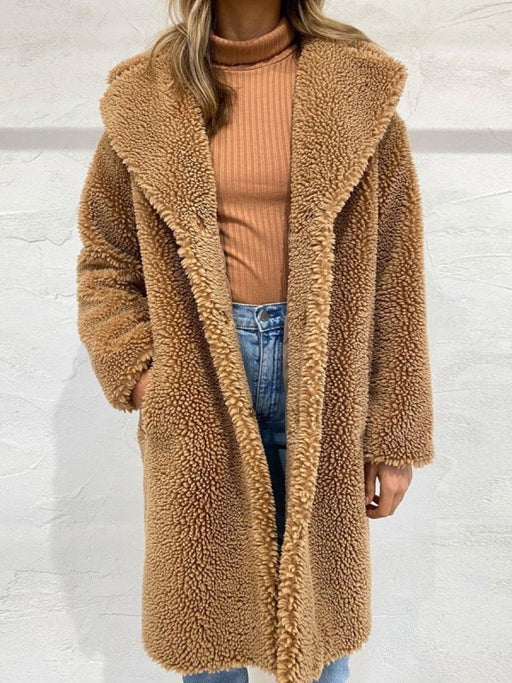Xiaojmake Womens Faux Fur Coat Jacket Solid Long Sleeve Shaggy