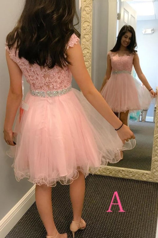 Light pink lace applique tulle long prom dress, Pink lace applique for –  morievent