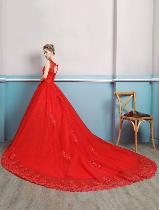Custom Georgie Gown Train Red – Hire For A Night