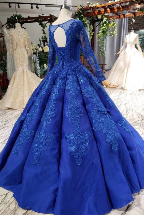 Royal Blue Sleeves Cheap Long Red Prom Dresses 2021 - Bridelily
