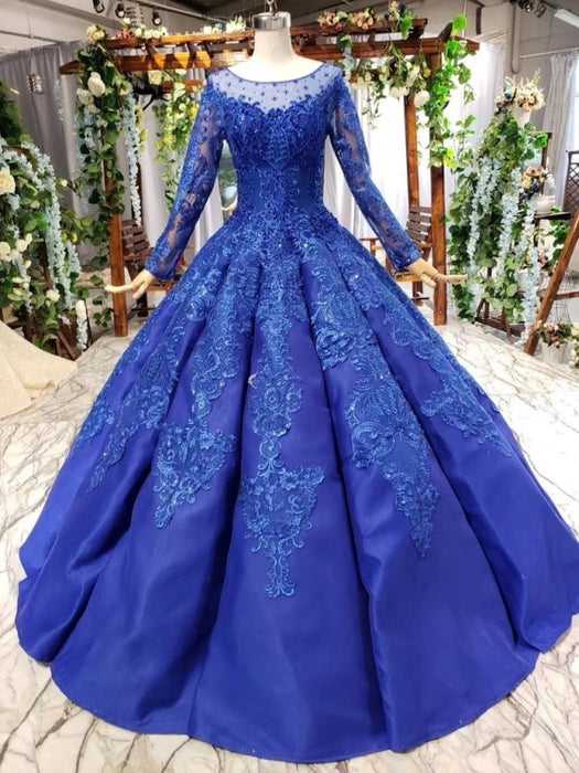 Royal Blue Sleeves Cheap Long Red Prom Dresses 2021 - Bridelily