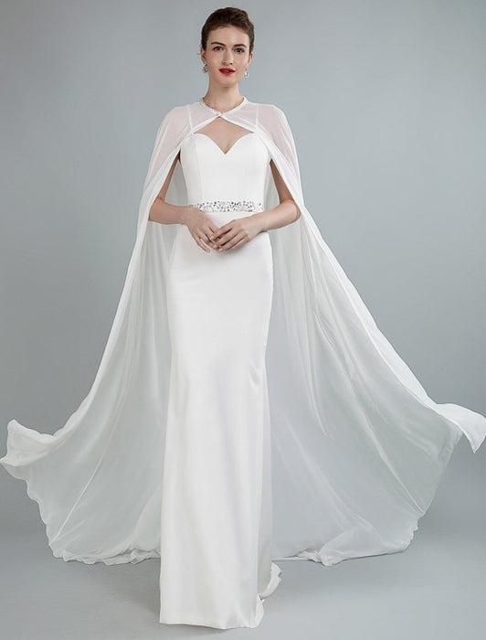 Simple Wedding Dress Sheath Sweetheart Neck Long Sleeves Beaded Bridal ...