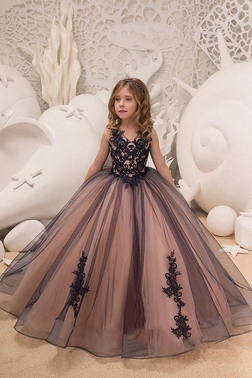 Lovely Princess Jewel Long Sleeves Long Flower Girl Dresses — Bridelily