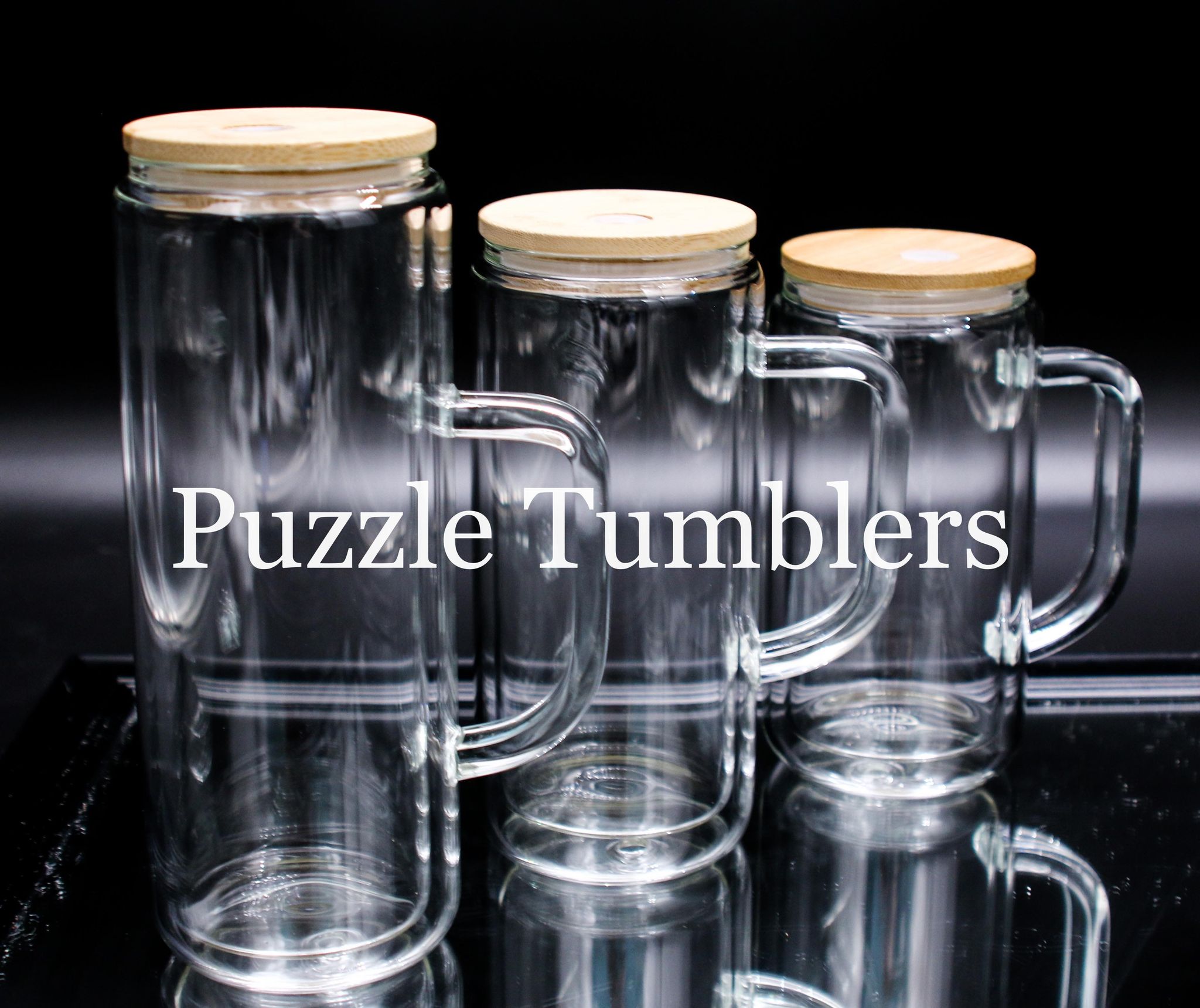 13.5OZ SQUARE GLASS JAR TUMBLER WITH HANDLE BAMBOO LID (NO STRAW - NOT FOR  SUBLIMATION)