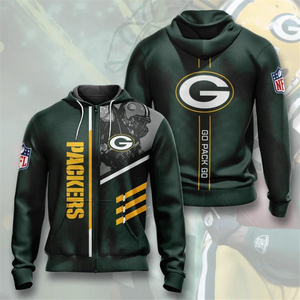 green bay packers zip up hoodie