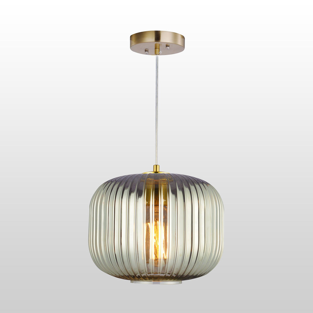 large ribbed glass pendant light