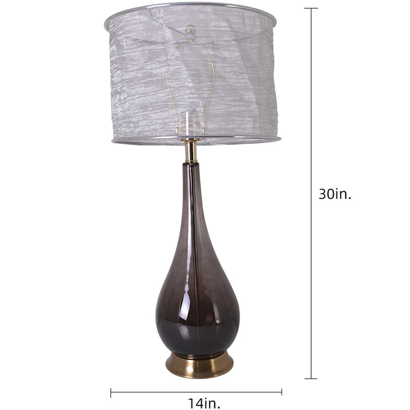 Carro Home Lola Big Translucent Smoke Gray Ombre Glass Table Lamp 30" - Smoke Gray Ombre/Silver Yarn Shade (Set of 2)