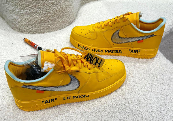 JustFreshKicks on X: Off-White x Nike Air Force 1 University Gold  Releasing 2021   / X