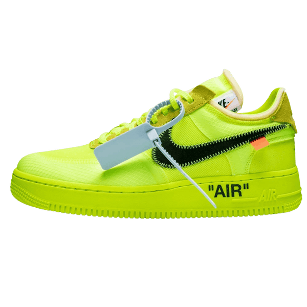 off white nike air force 1 black and volt
