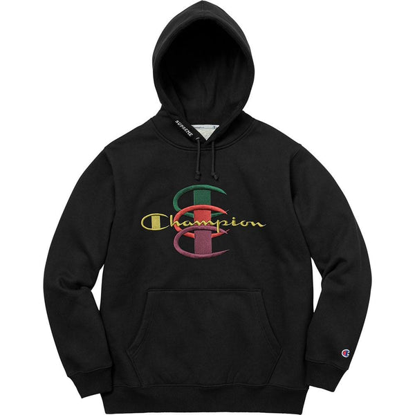 Supreme Champion Stacked C Hooded Sweatshirt Black — Kick