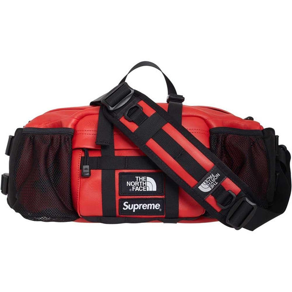 supreme the north face leather mountain waist bag red