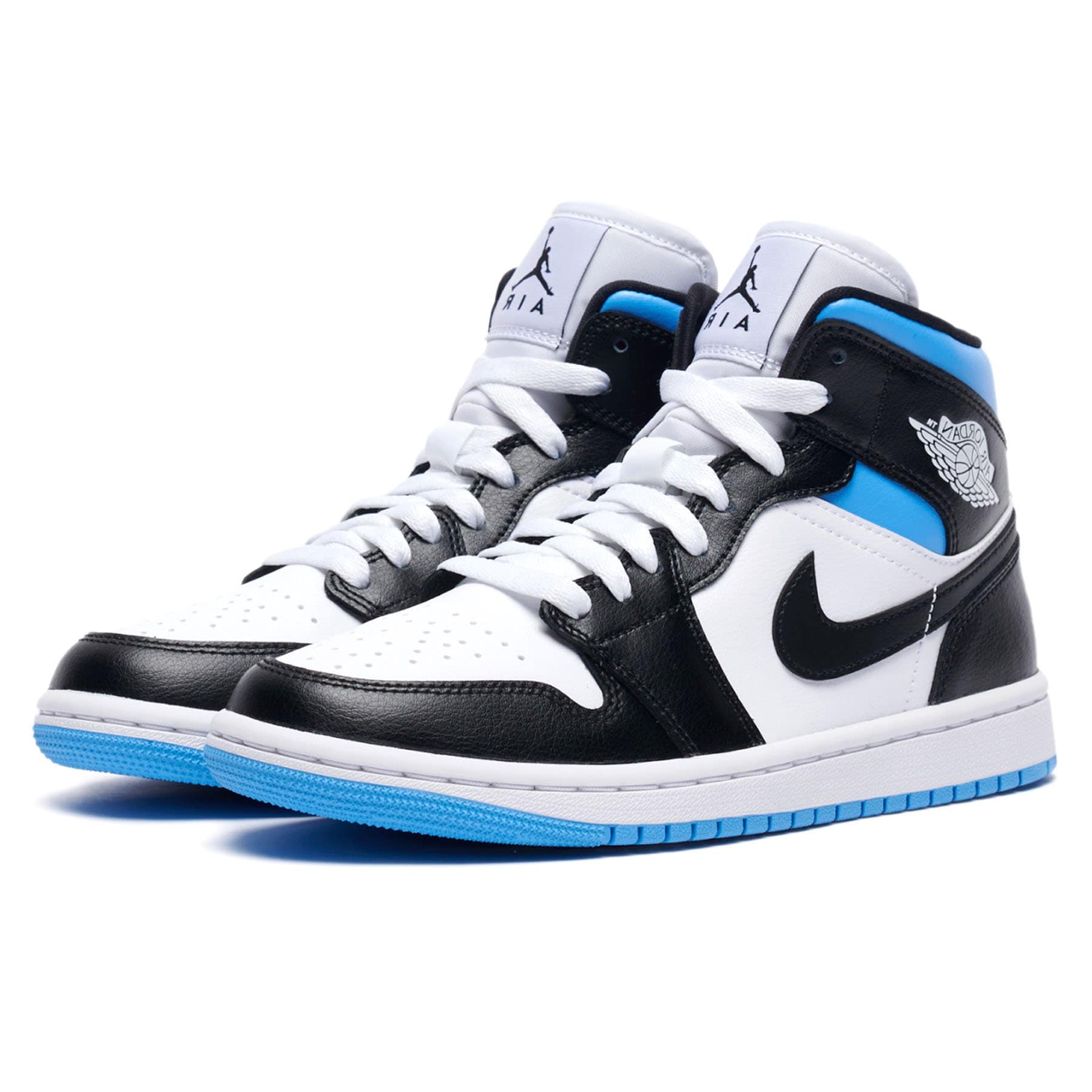 black and blue mid jordans