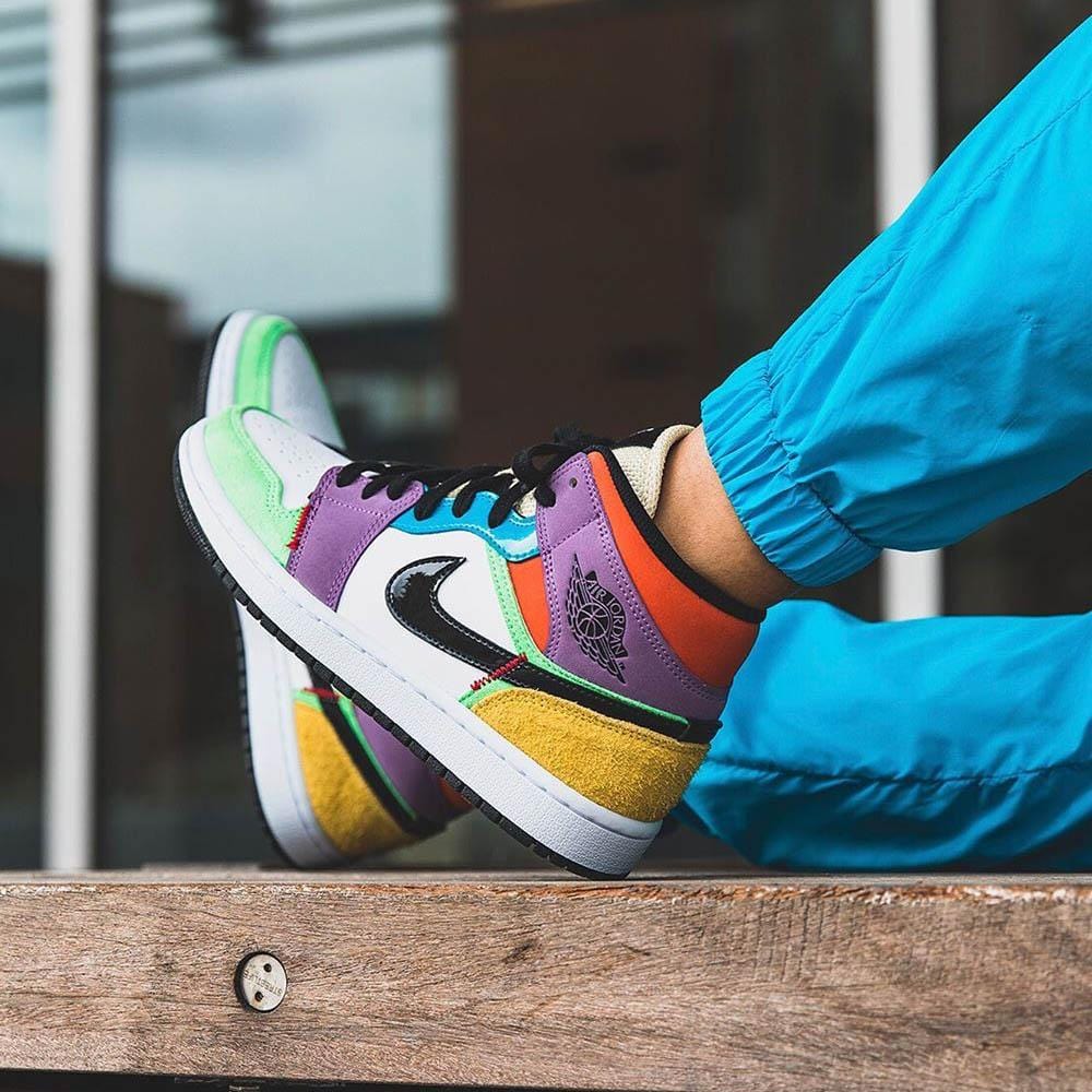 multi coloured jordans