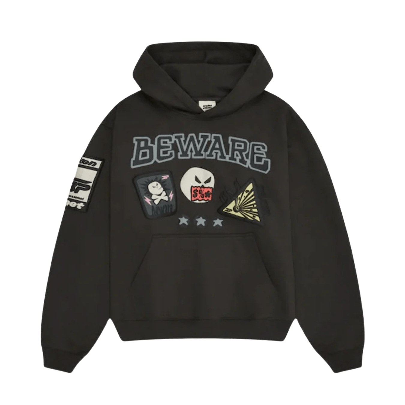 Broken Planet Market Hoodie 'Beware' - Soot Black