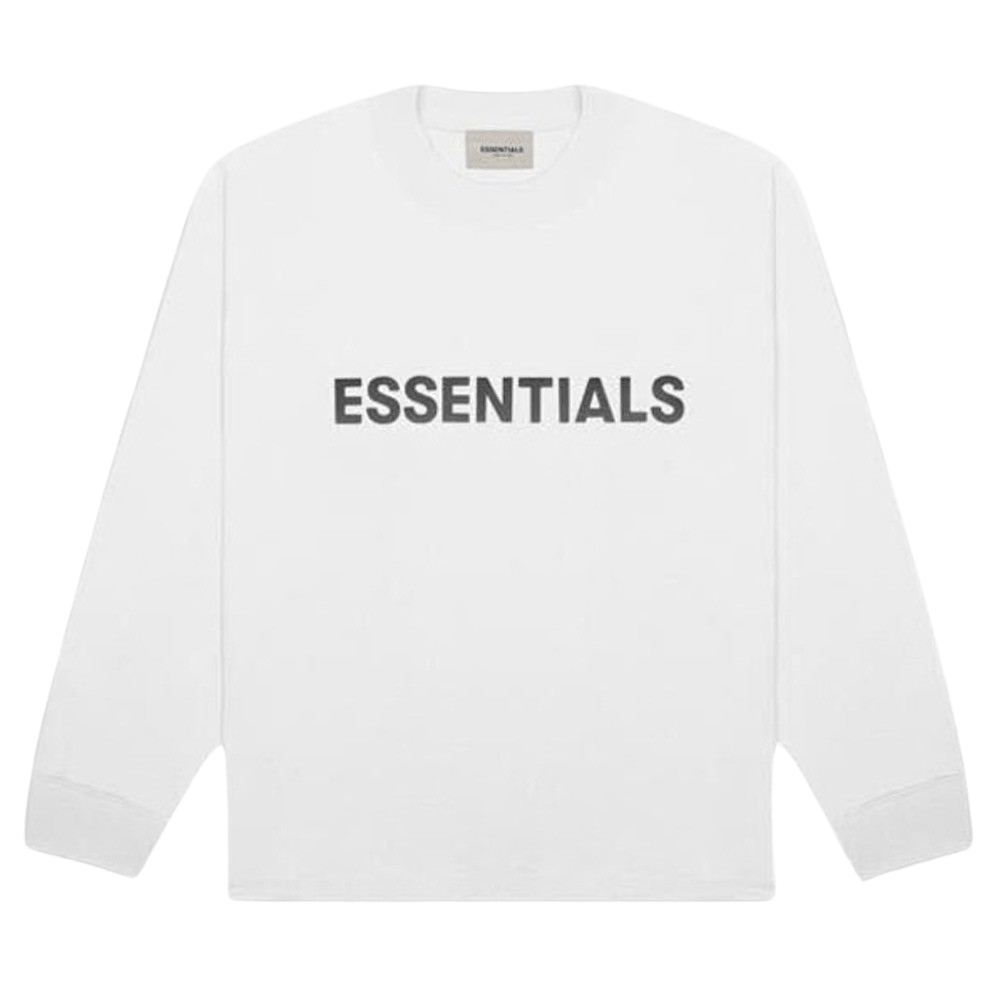 FEAR OF GOD ESSENTIALS 3D Silicon Applique Boxy Long Sleeve T-Shirt White