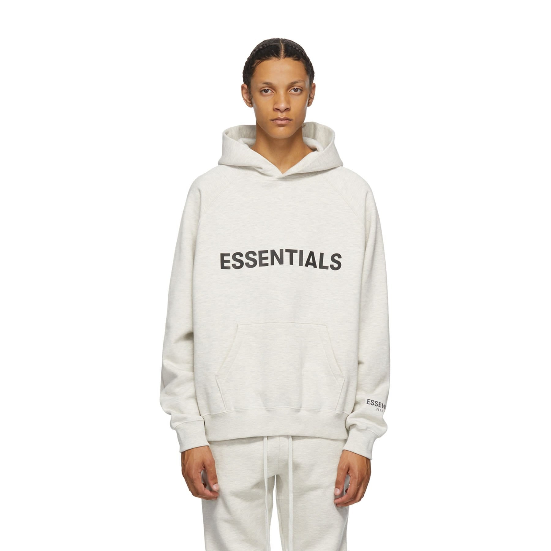 FEAR OF GOD ESSENTIALS 3D Silicon Applique Pullover Hoodie Heather Oatmeal