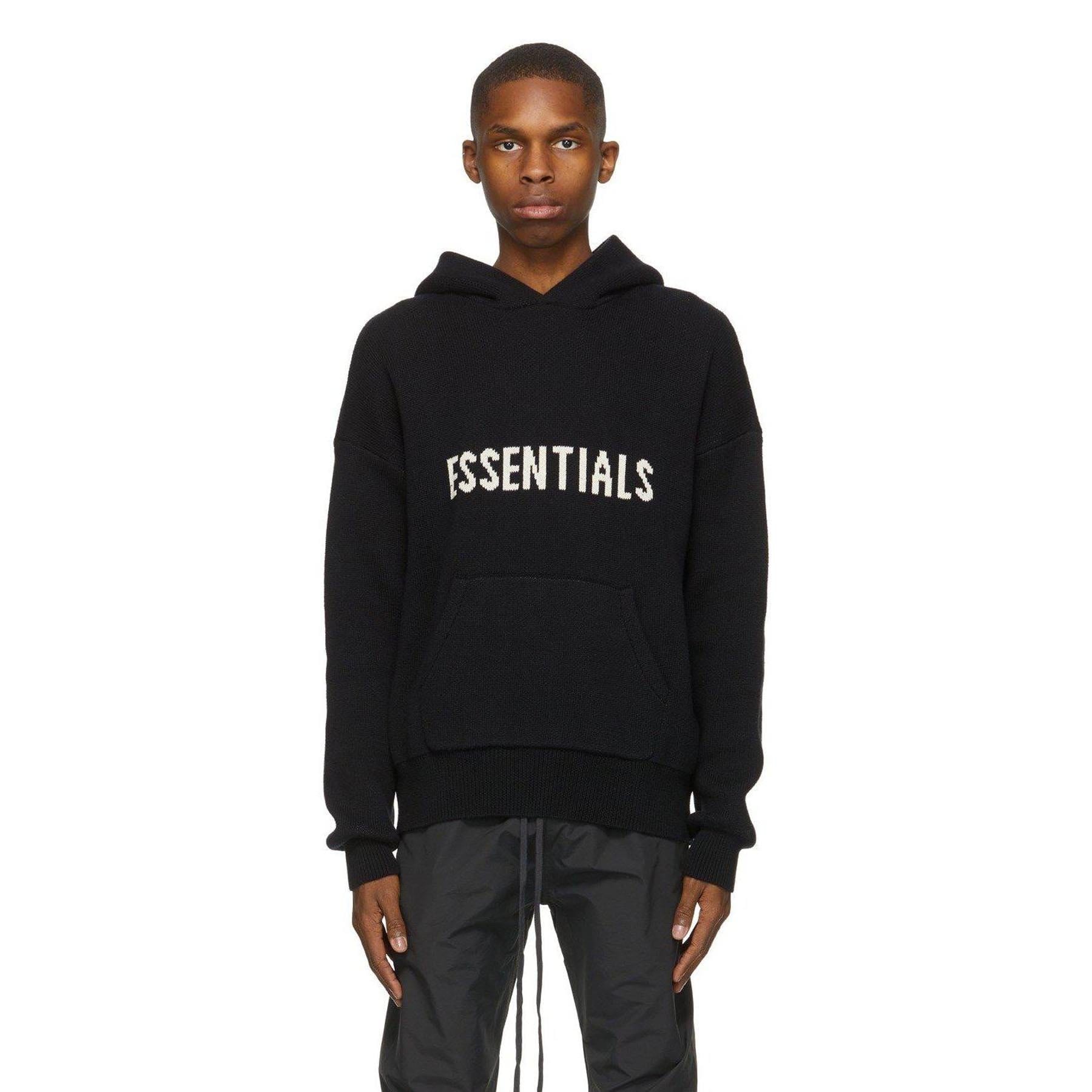 FEAR OF GOD ESSENTIALS Knit Hoodie Black