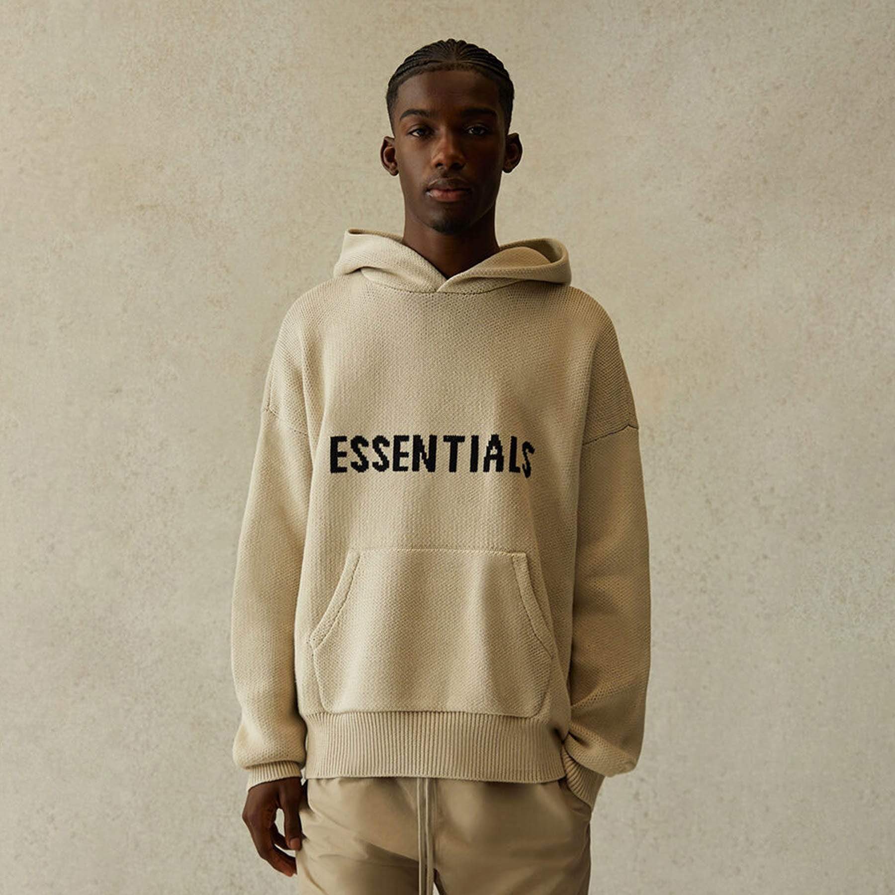 FEAR OF GOD ESSENTIALS Knit Pullover Hoodie Moss