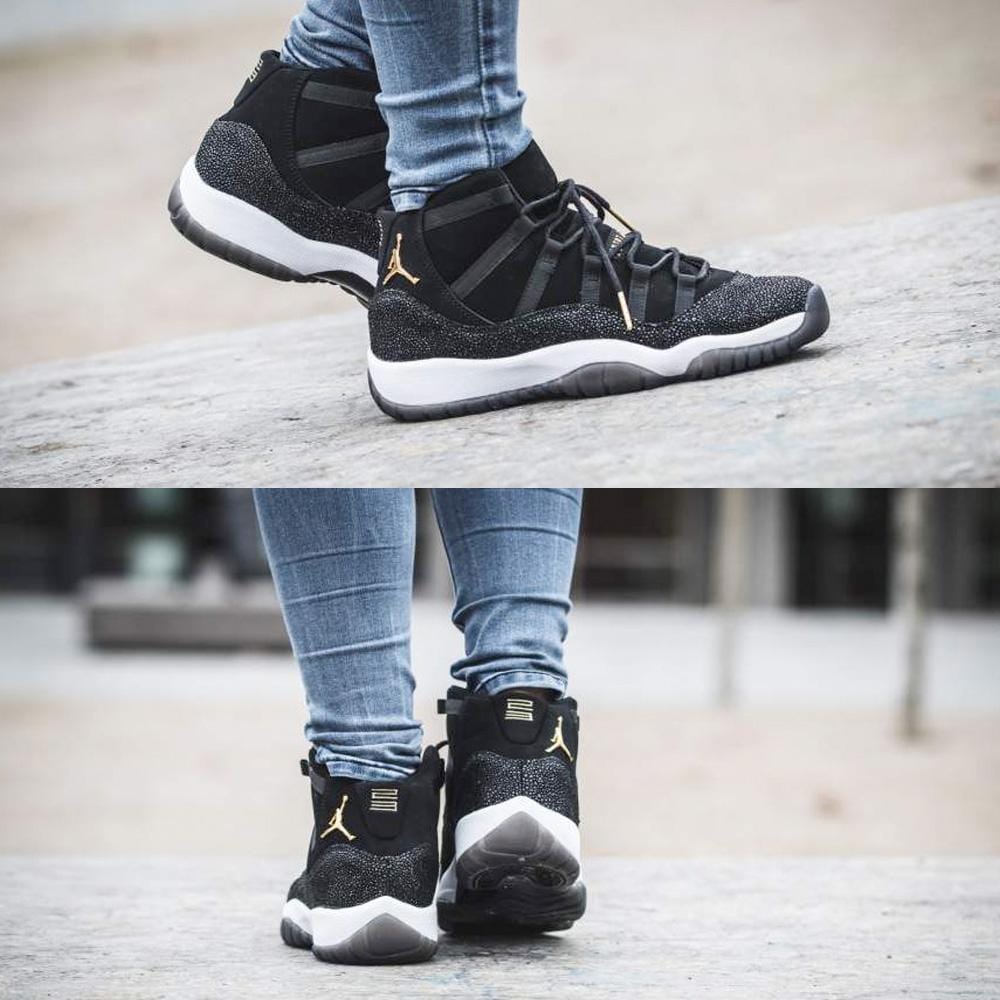 black and gold jordan 11 heiress