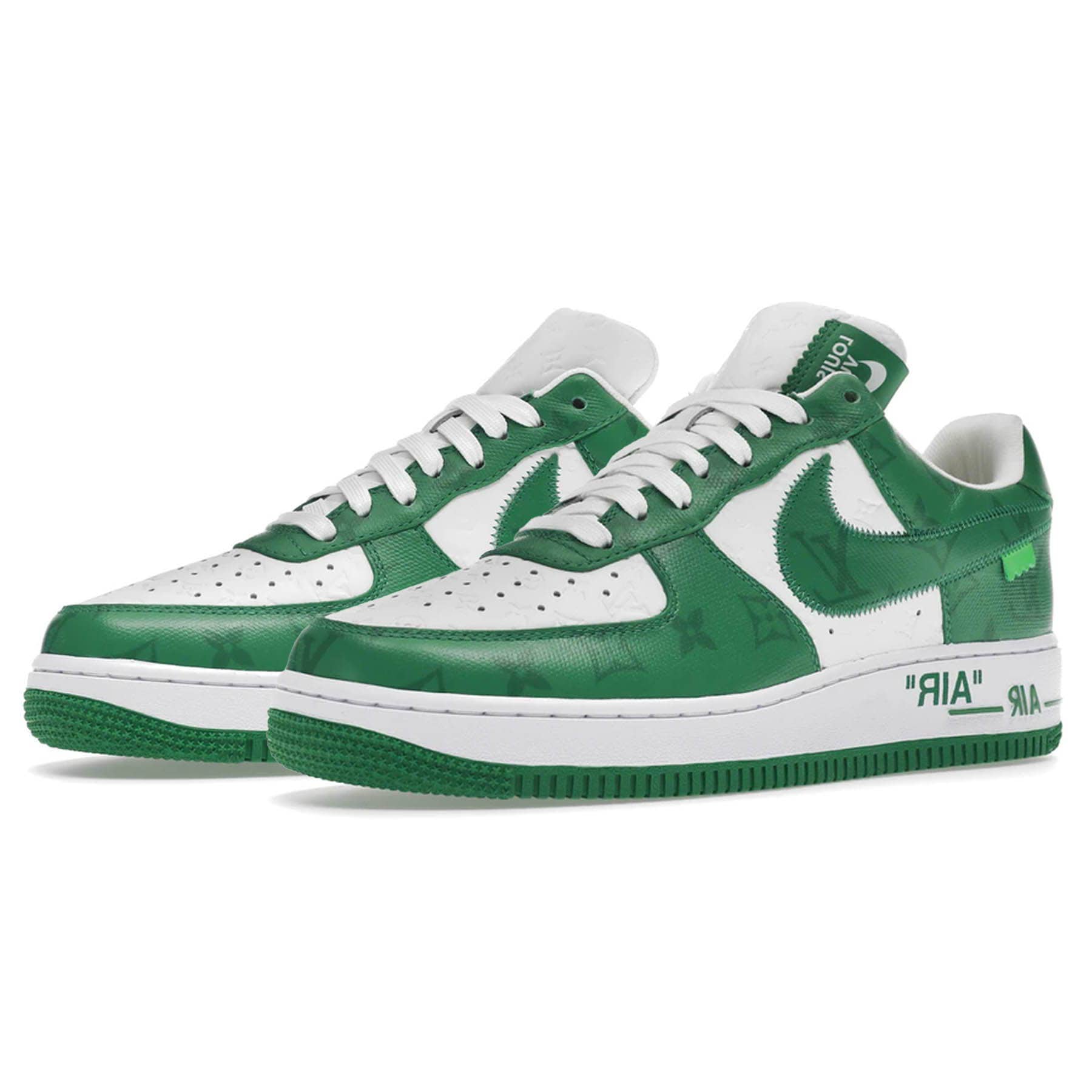 white and green nike air force 1