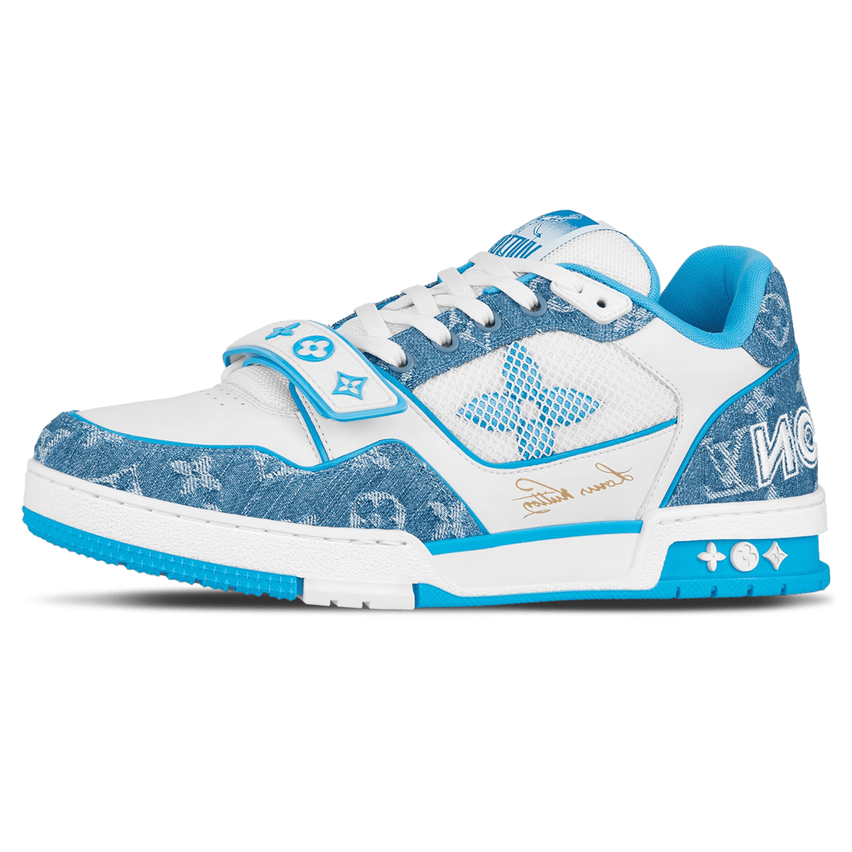 louis vuitton trainer low white sky blue LV/UK size 8 1AA6XC