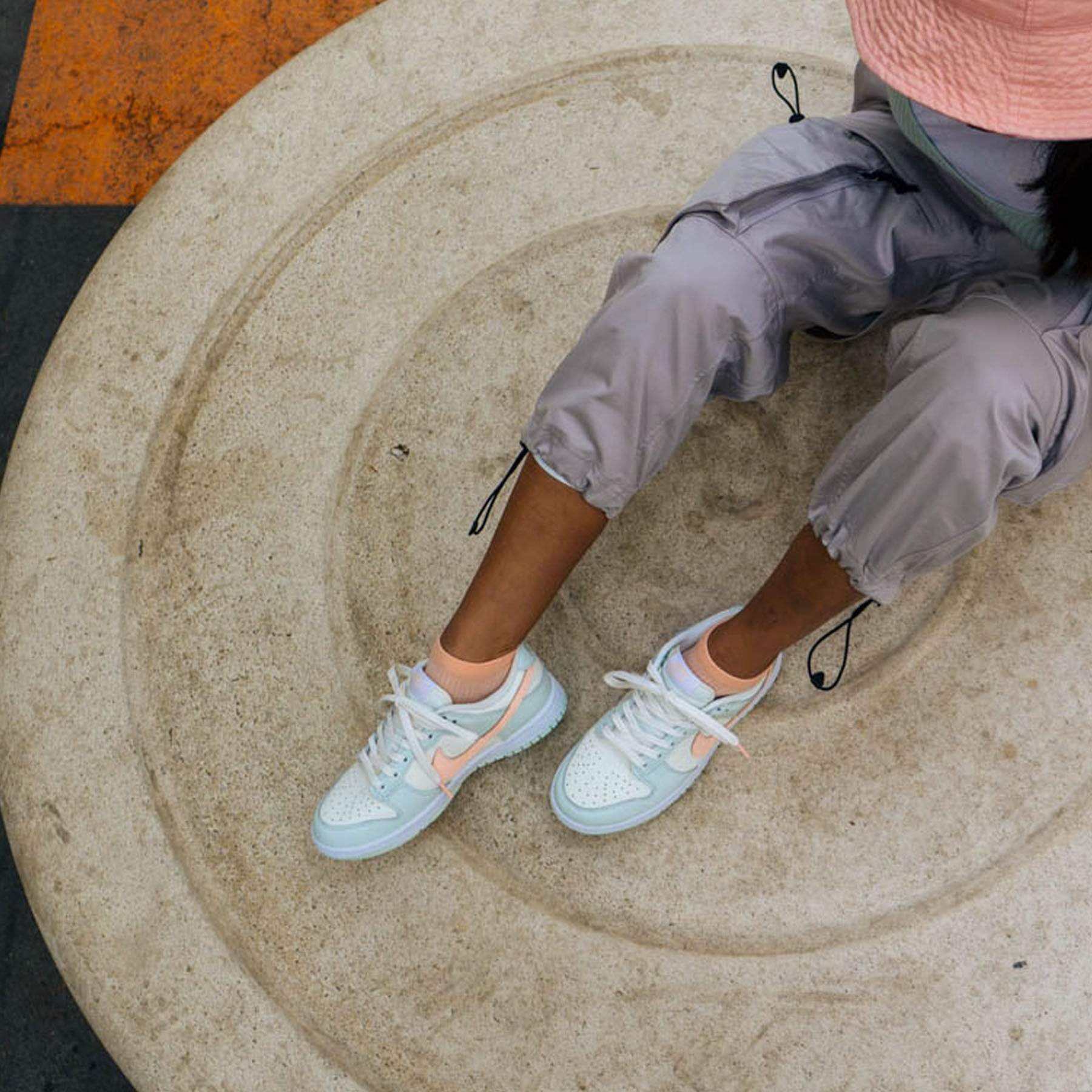 dunk low barely green on feet