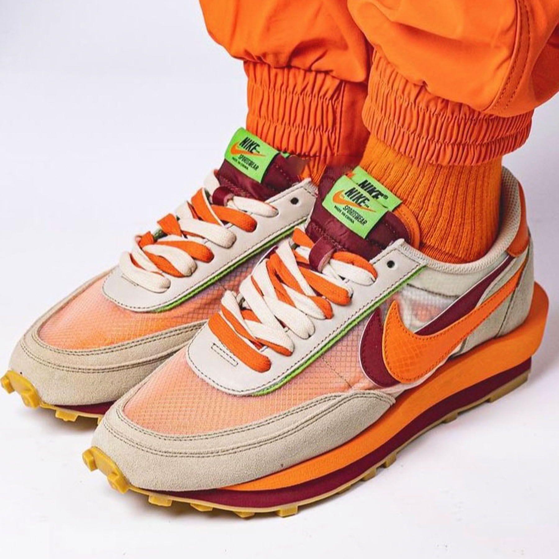 nike sacai waffle orange