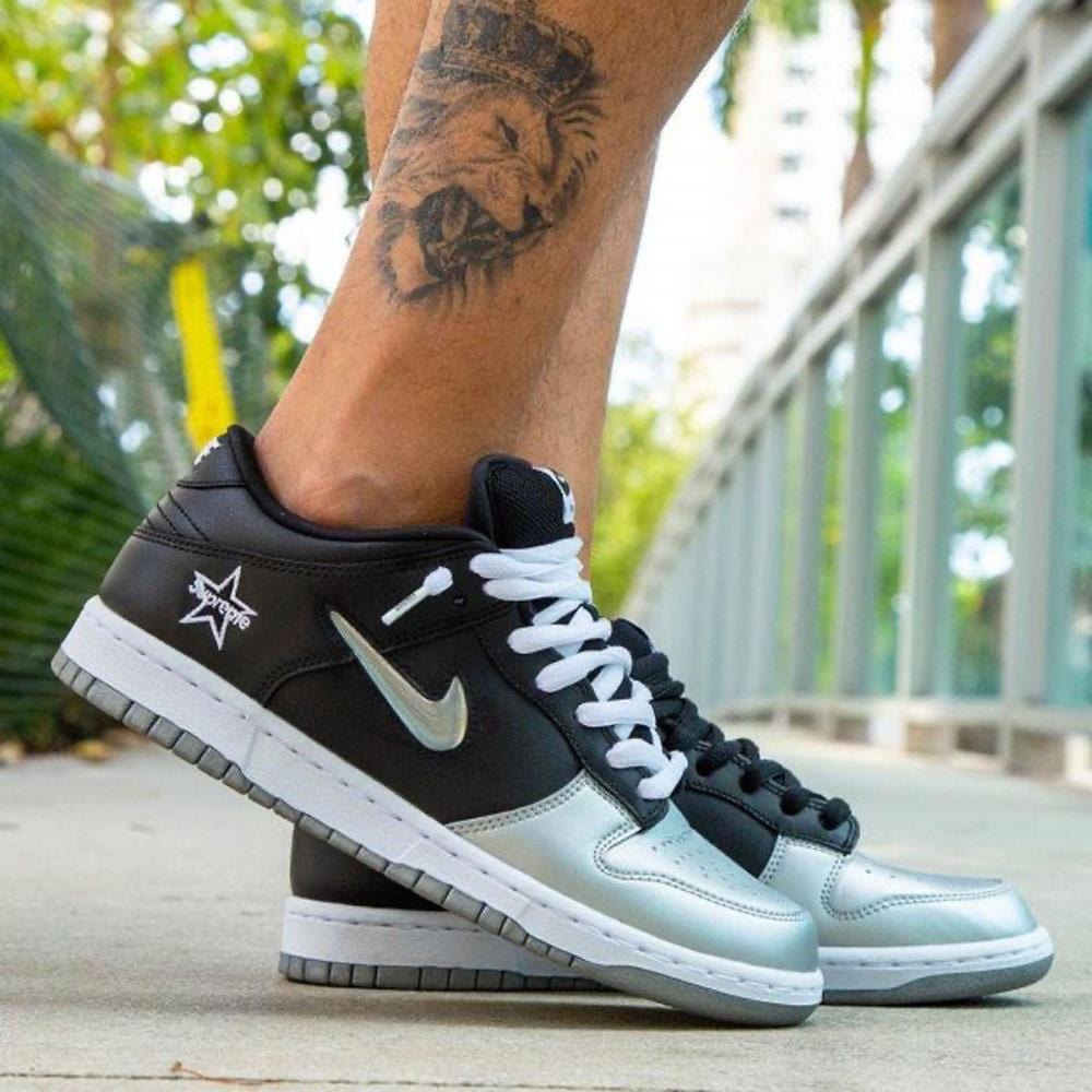 Supreme x Nike Dunk SB Low QS 'Metallic Silver' — Kick Game