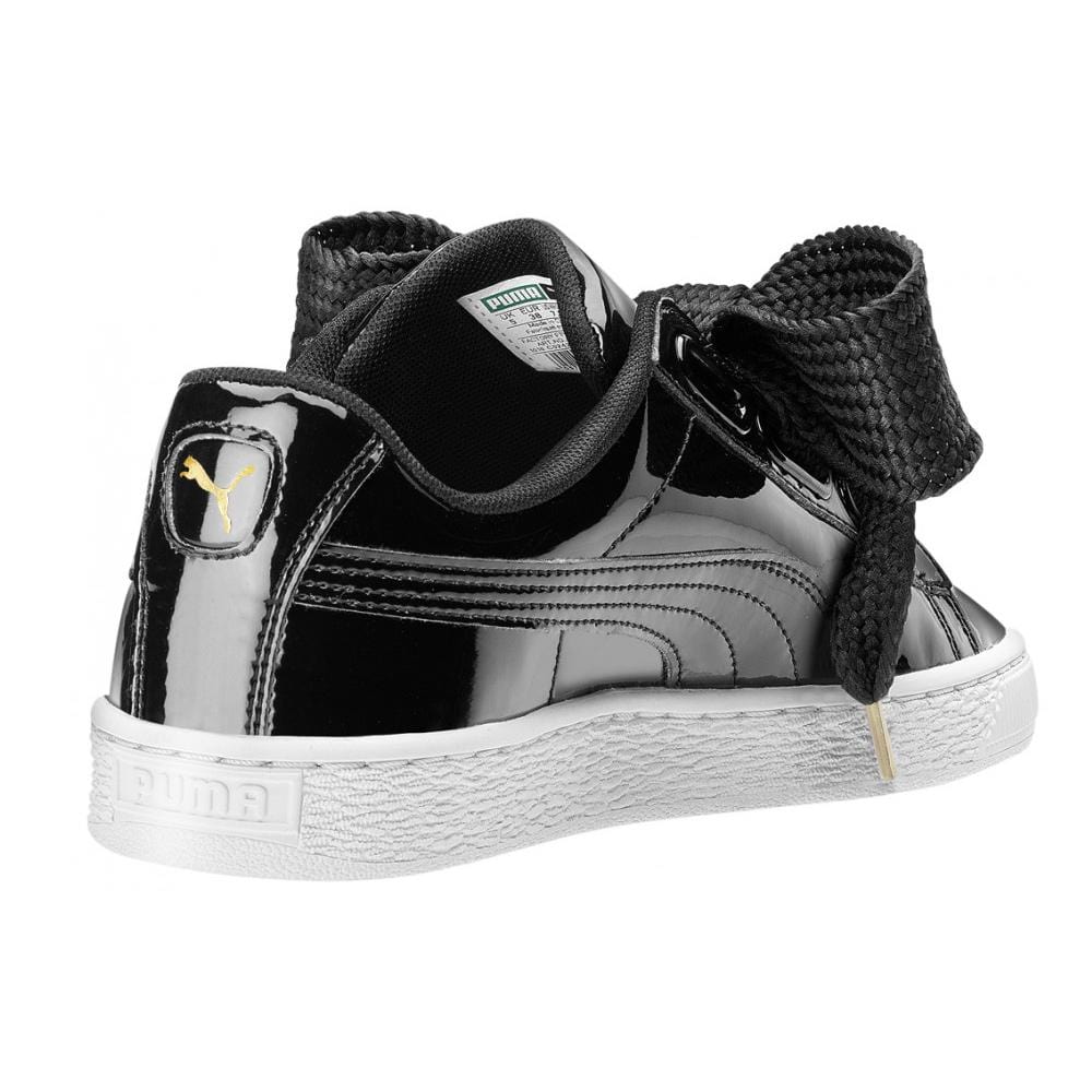 puma basket heart black patent junior