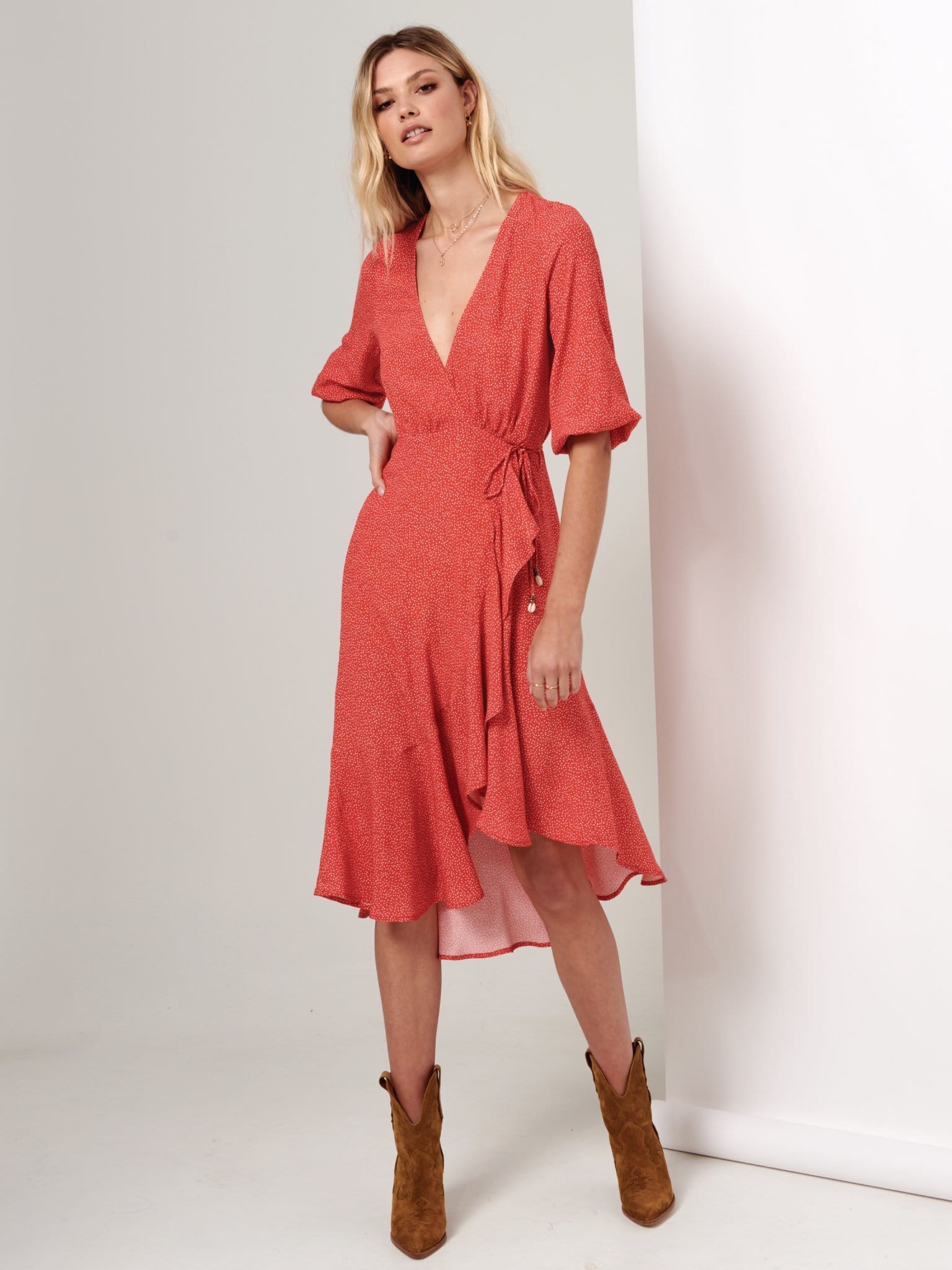 frankie plunge midi dress