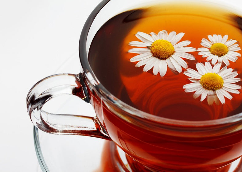 herbal chamomile tea closeup