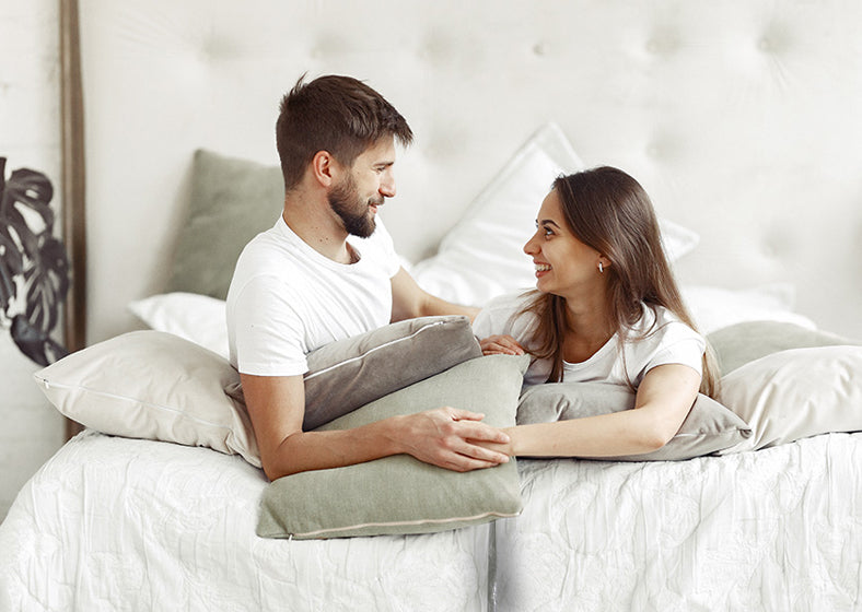 a couple having a good night's sleep on a split king mattress