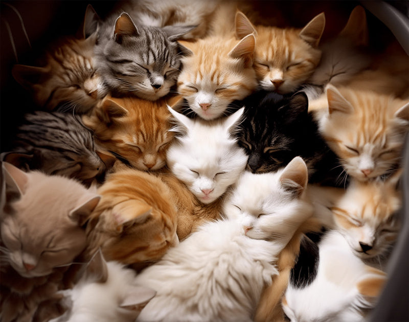 bunch of cats sleeping together