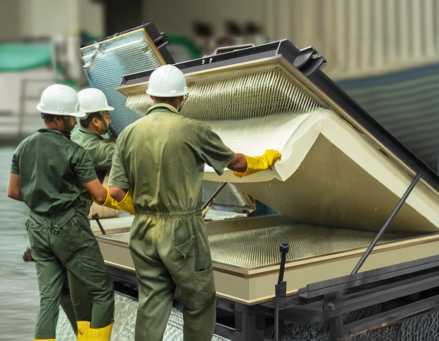 Beautiful image of manufacturing process of Turmerry latex mattress toppers