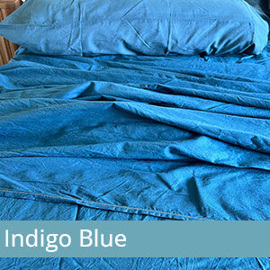 organic belgian linen sheet sets indigo blue