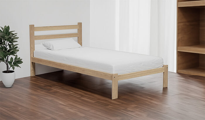 Sleek twin bed frame with easy access
