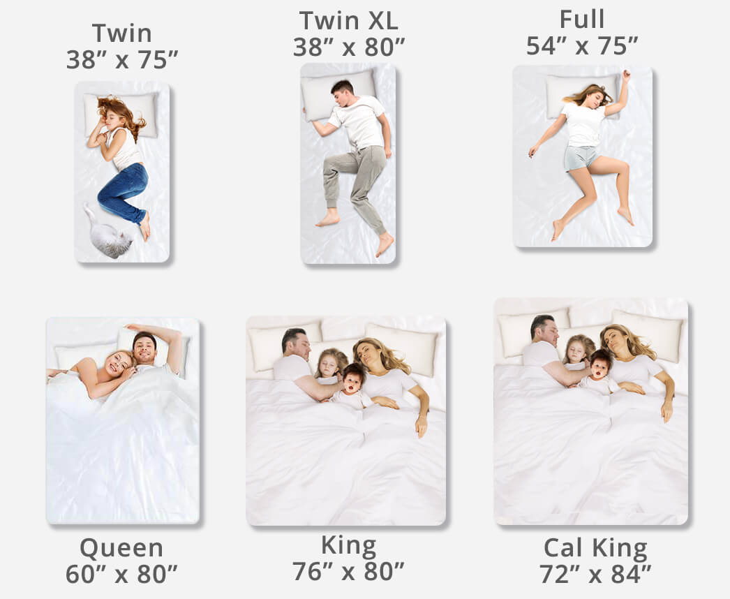 We offer all the Standard USA Mattress Sizes