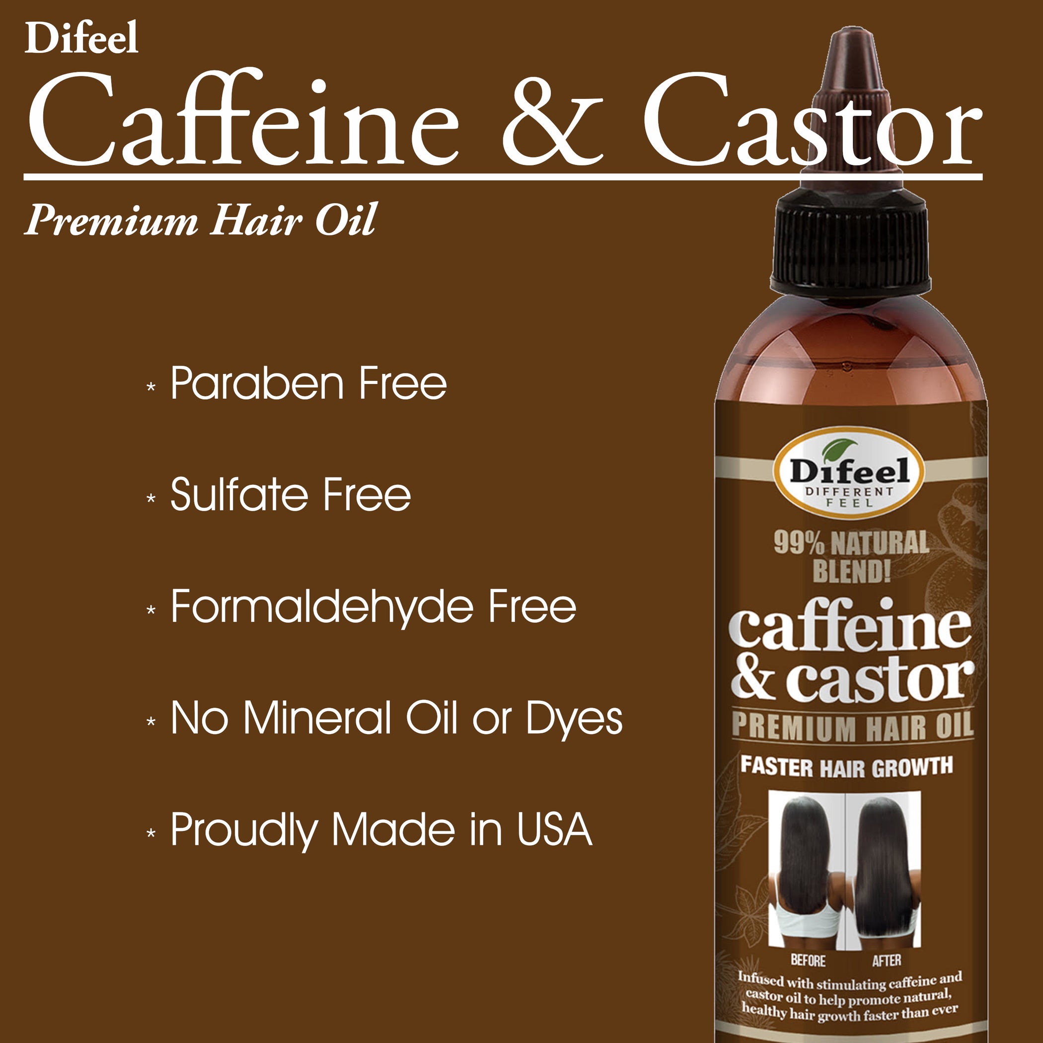 Difeel 99 Premium Natural Hair Oil Blend Caffeine And Castor Faster Ha