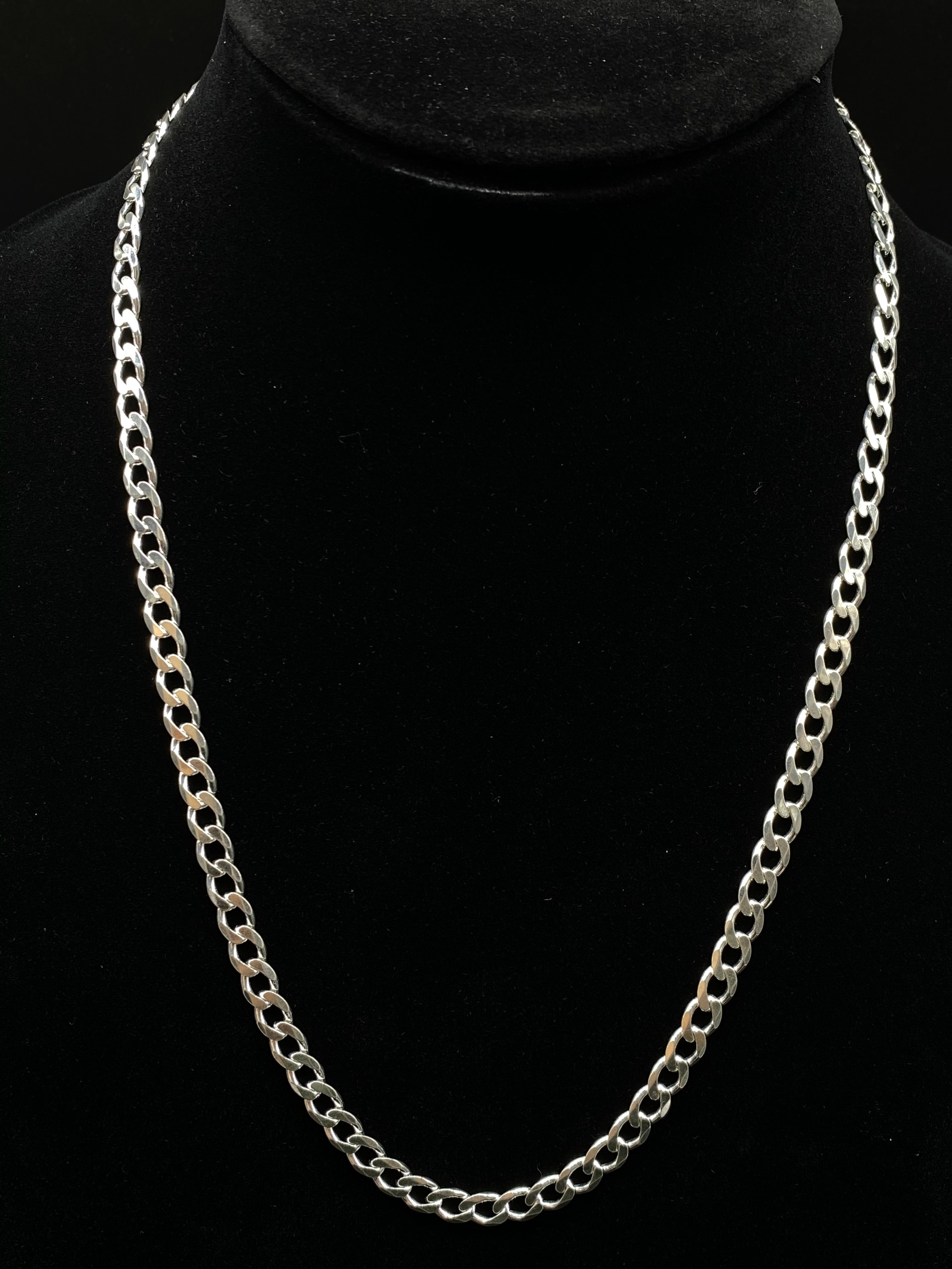 Buy Men's 4mm Solid Sterling Silver .925 Curb Link Chain Necklace, Made in  Italy Online at desertcartKUWAIT