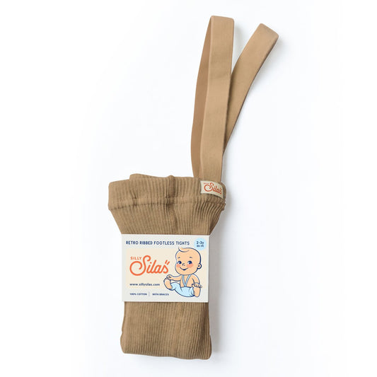 Granny teddy footless cotton tights - Peanut blend