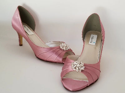 Dusty Rose Bridal Shoes with Crystal Burst Design – Custom Wedding Shoes by  A Bidda Bling