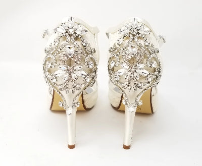 Ivory Wedding Crystal Rhinestone Heels with Embellished Vines