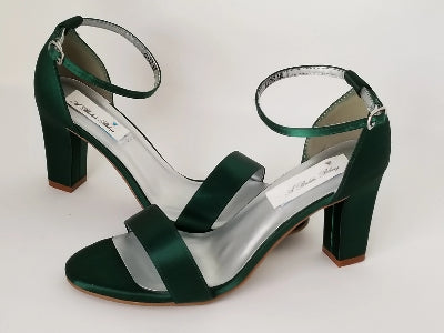 Hunter Green Wedding Shoes with Block Heel | Bridesmaids Heels – Custom Wedding Shoes by A Bidda Bling